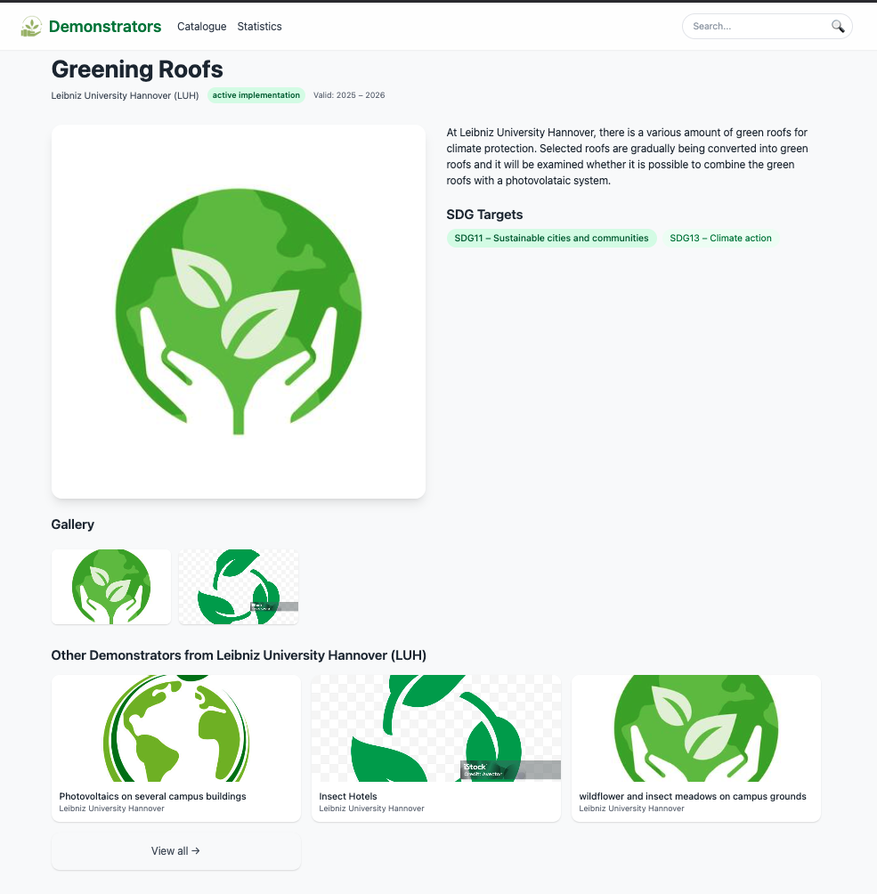 Demonstrator detail page layout